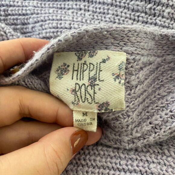 Hippie Rose Chunky Coquette Lilac Light Purple Knitted Knit Button Up Cardigan M - Picture 7 of 8